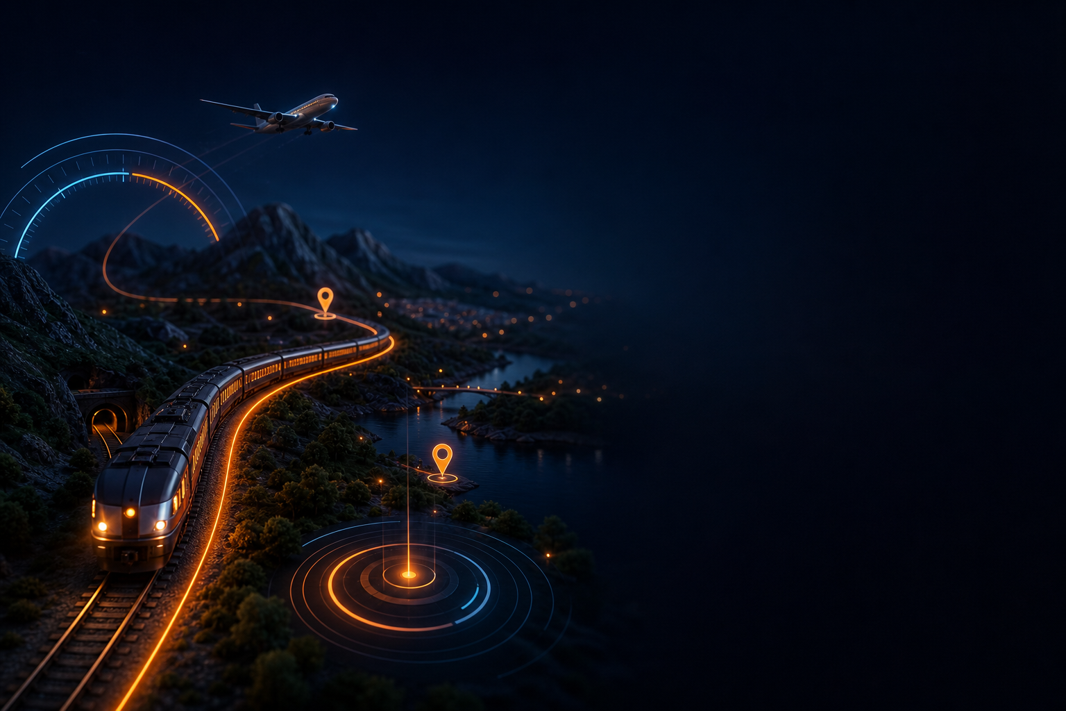 3D live train and flight tracking illustration